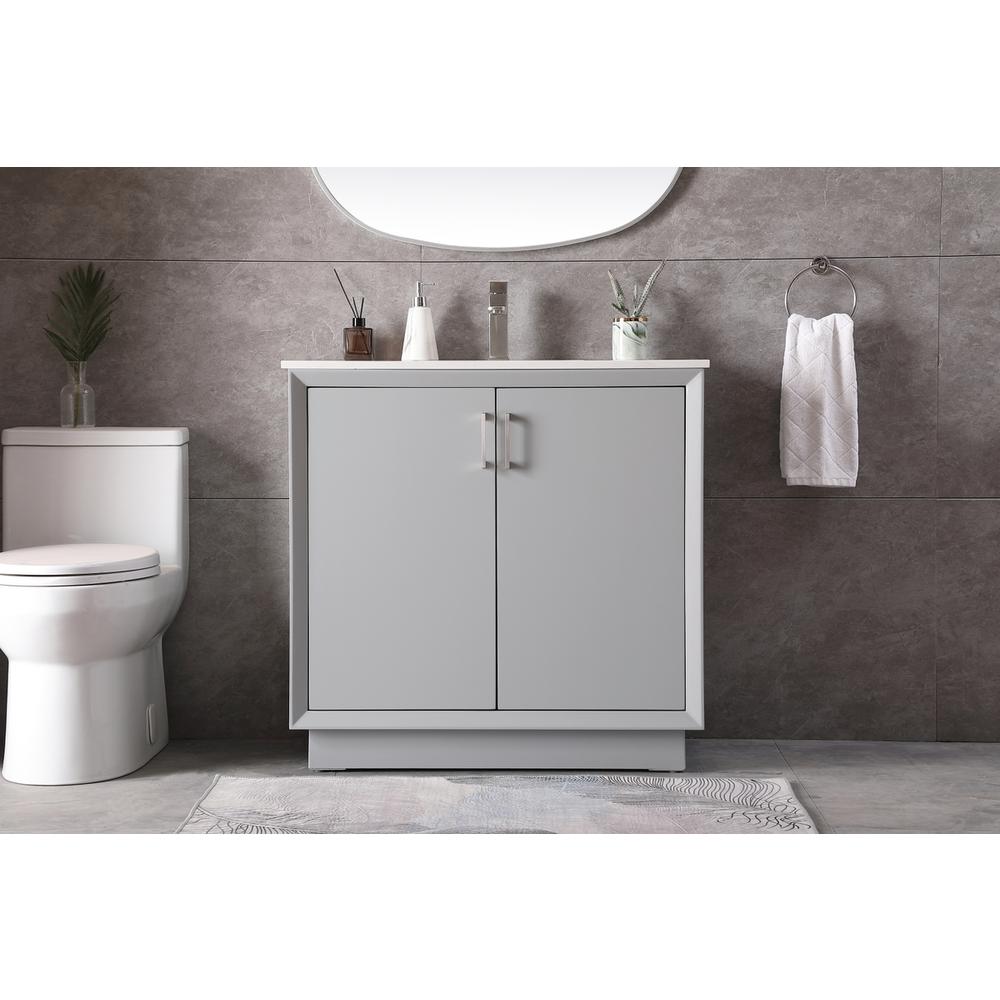 36 Inch SIngle Bathroom Vanity In Grey. Picture 14