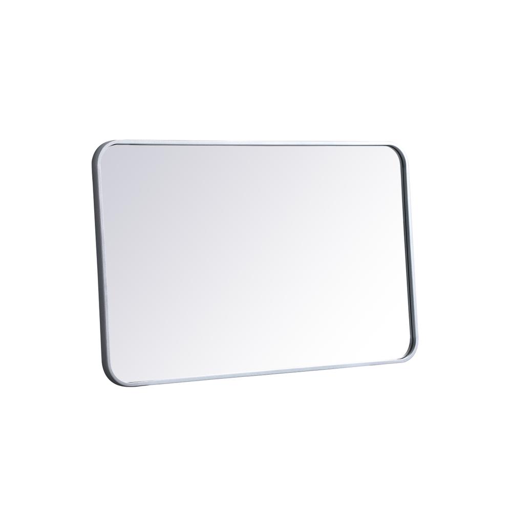 Soft corner metal rectangular mirror 22x36 inch in Silver. Picture 7