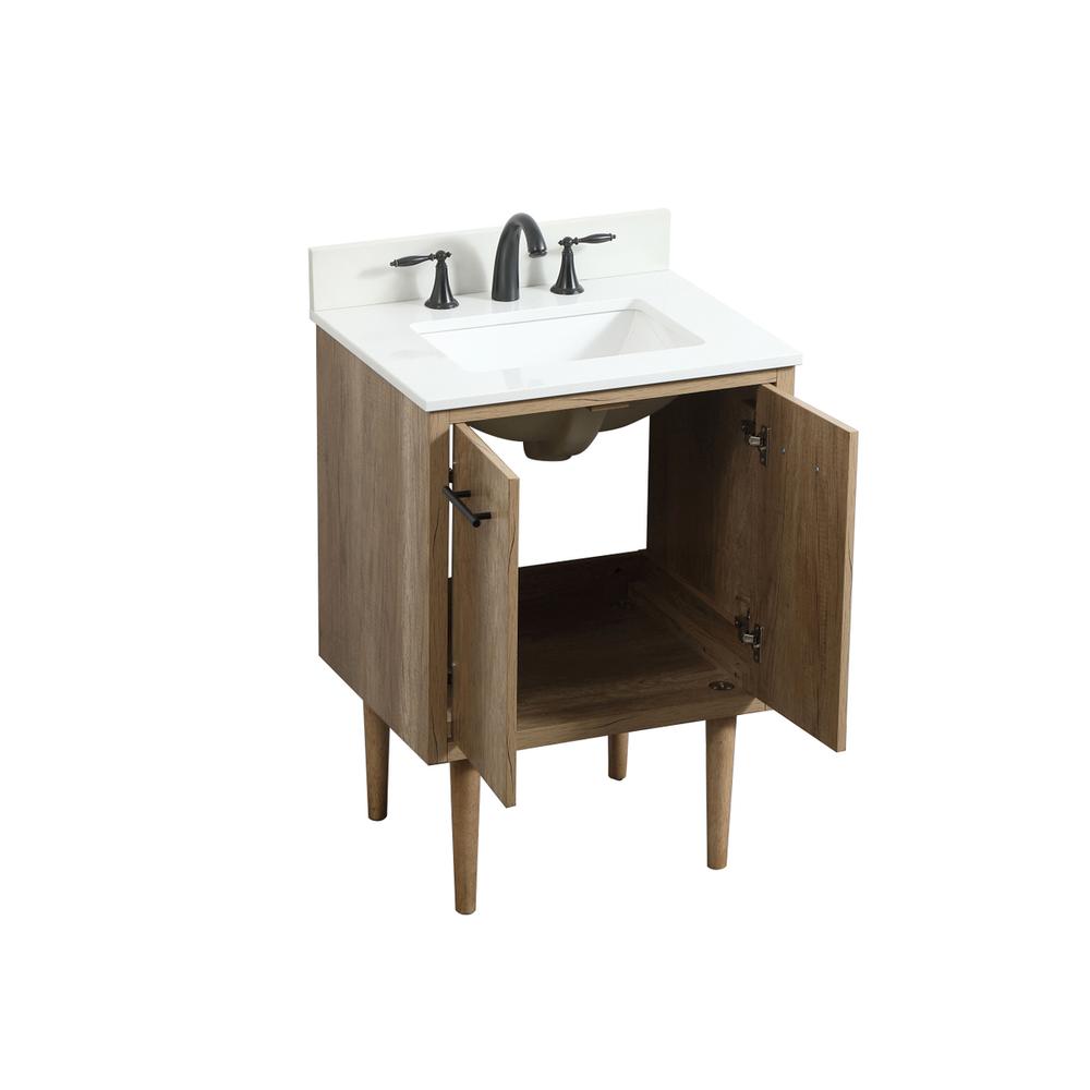 24 inch Single bathroom vanity in natural oak with backsplash. Picture 12