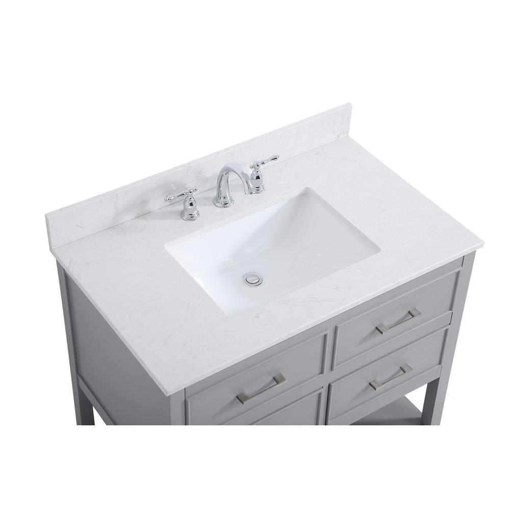 36 inch Single bathroom vanity in gray with backsplash. Picture 10