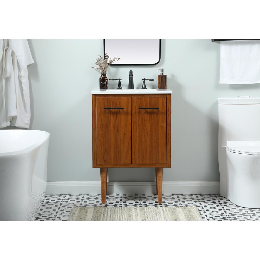 24 inch Single bathroom vanity in teak. Picture 14