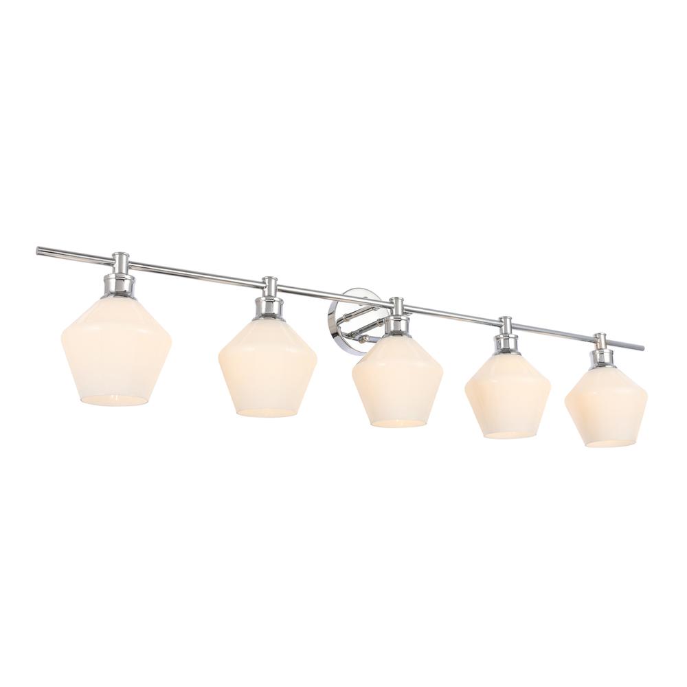 Gene 5 light Chrome and Frosted white glass Wall sconce. Picture 13