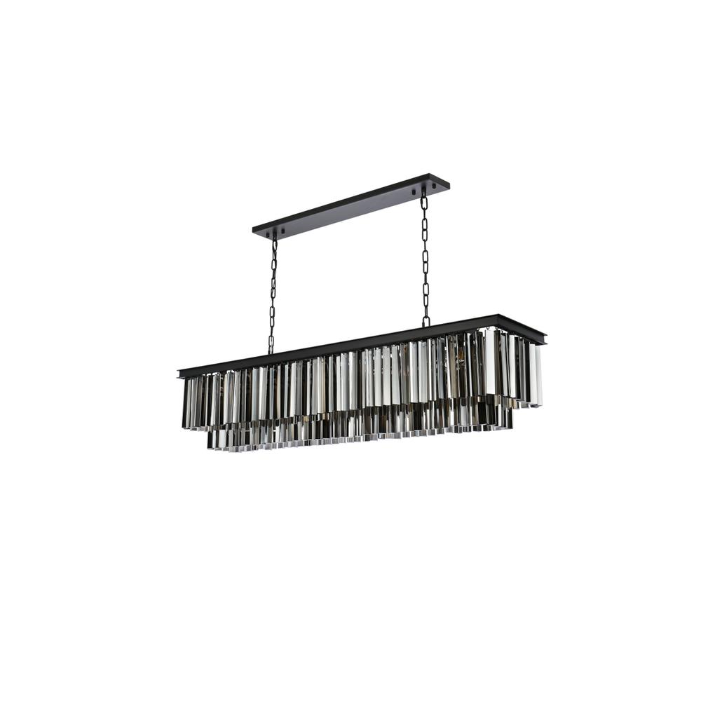 Sydney 12 light Matte Black Chandelier Silver Shade (Grey) Royal Cut Crystal. Picture 6