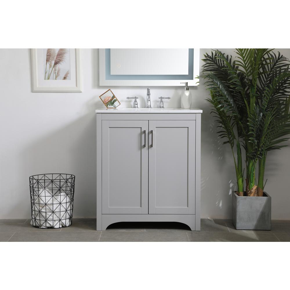 30 inch Single Bathroom Vanity in Grey. Picture 14