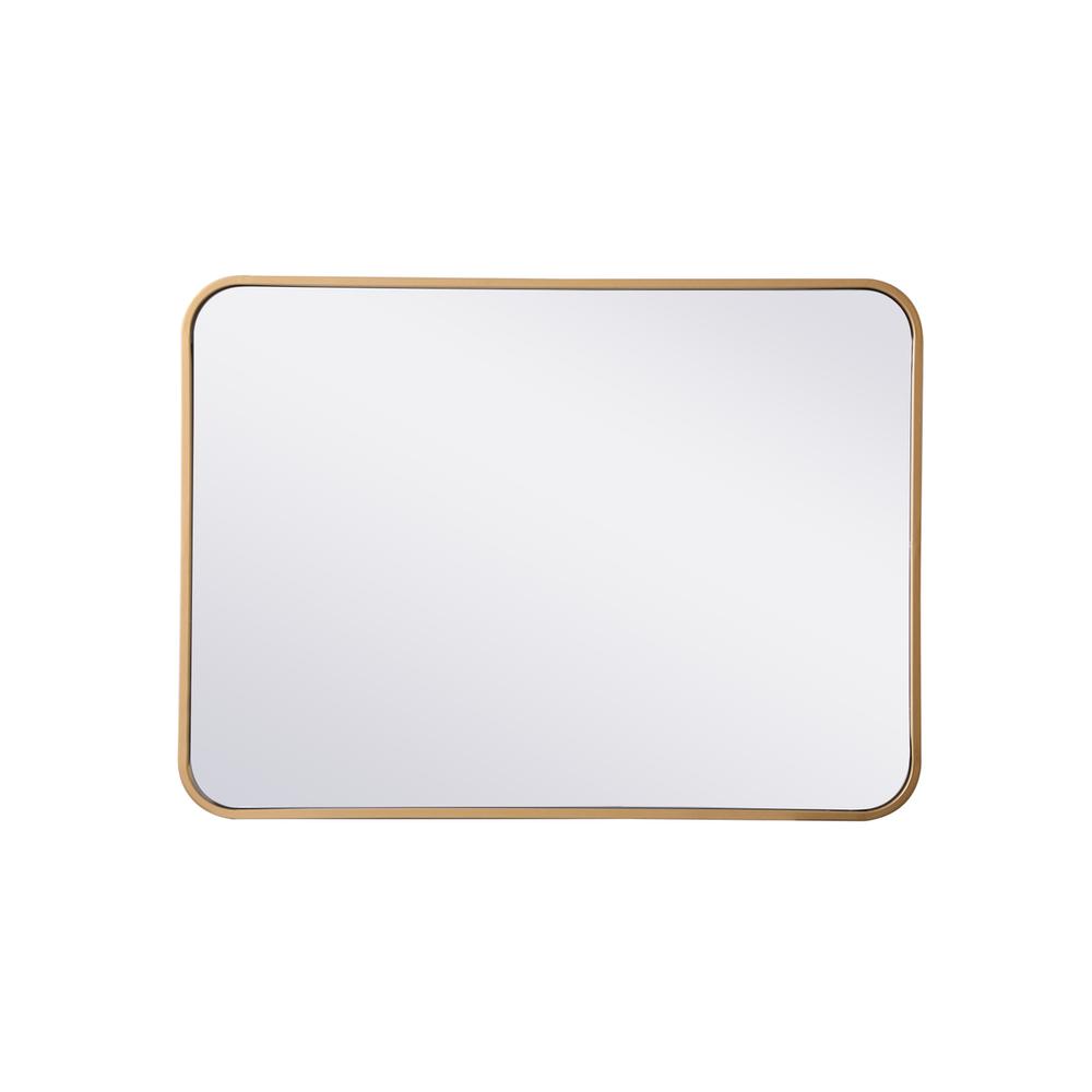 Soft corner metal rectangular mirror 22x30 inch in Brass. Picture 6