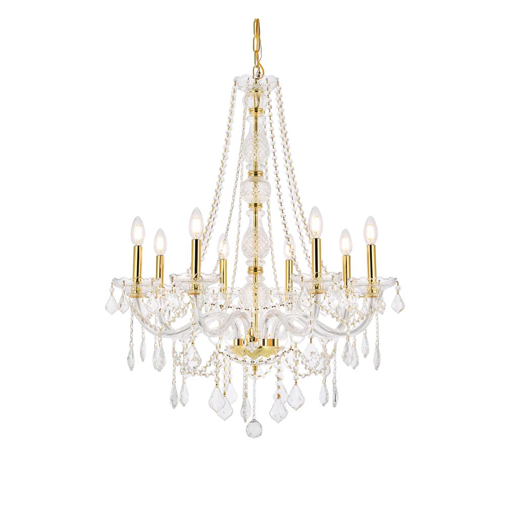 Verona 8 light Gold Chandelier Clear Royal Cut Crystal. Picture 2