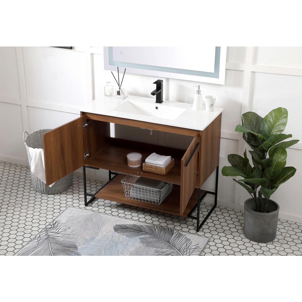 40 inch  Single Bathroom Vanity in Walnut Brown. Picture 3
