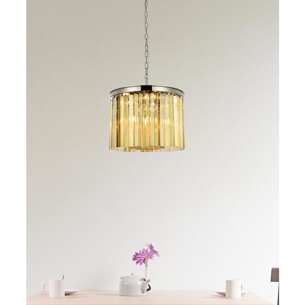 Sydney 6 light polished nickel Pendant Golden Teak (Smoky) Royal Cut Crystal. Picture 8