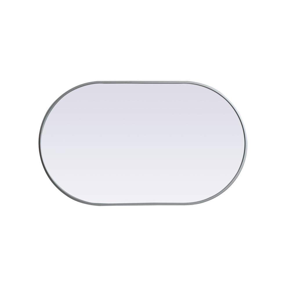 Metal Frame Oval Mirror 24x40 Inch in Silver. Picture 8