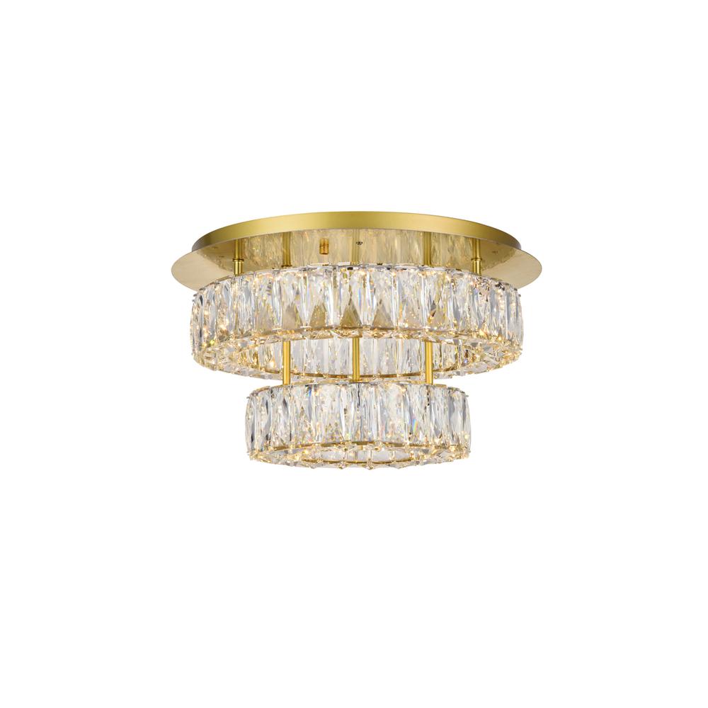 Monroe LED light gold Flush Mount Clear Royal Cut Crystal. Picture 1