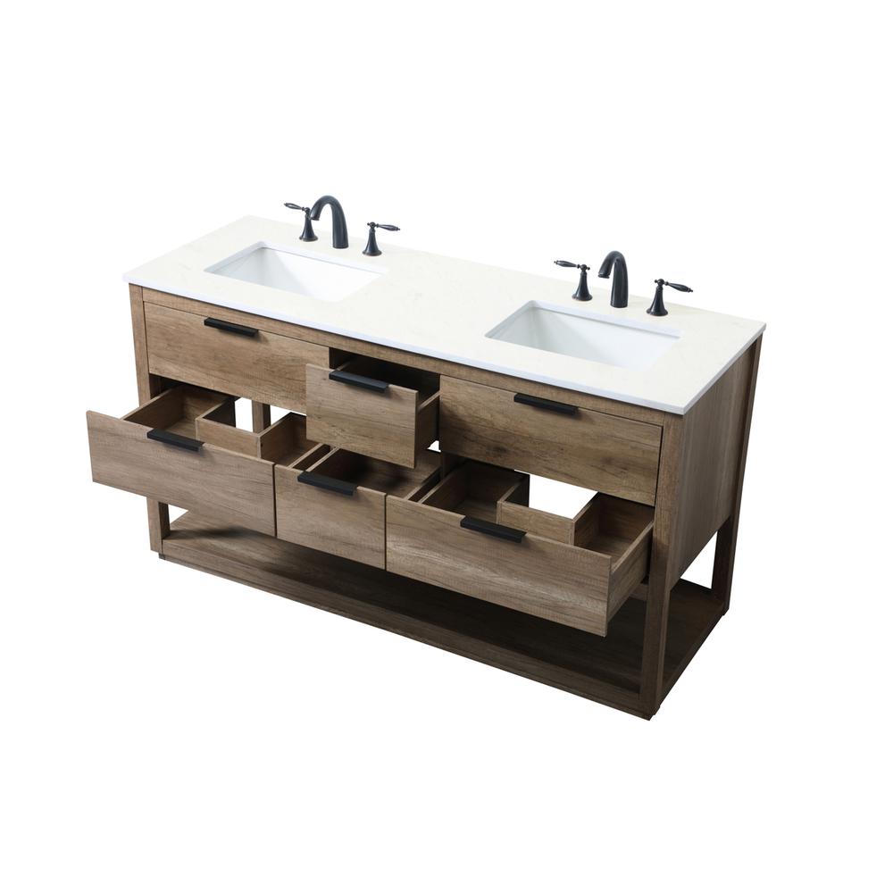 60 Inch Double Bathroom Vanity In Natural Oak. Picture 9