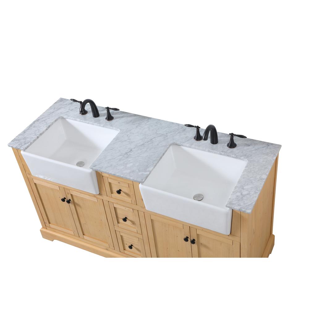 60 inch double bathroom vanity in natural wood. Picture 10