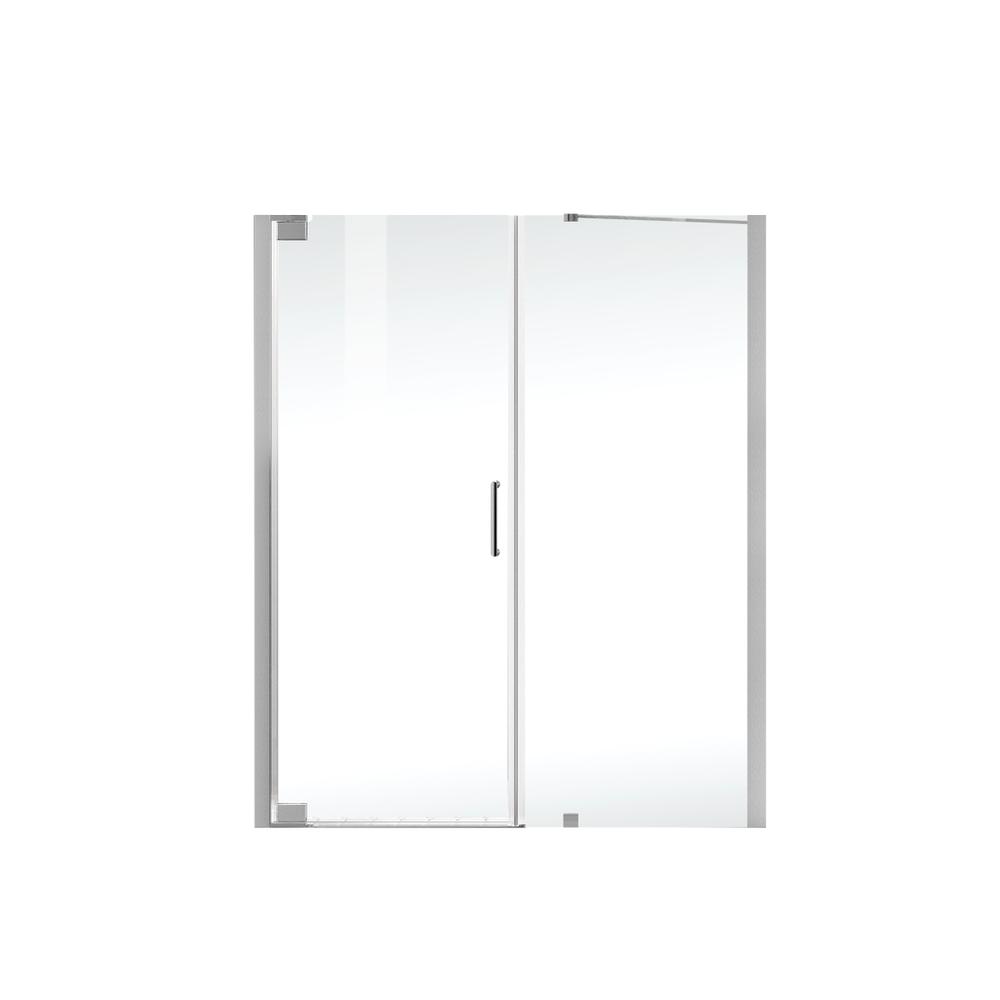 Semi-frameless hinged shower door 60 x 72 Brushed Nickel. Picture 10