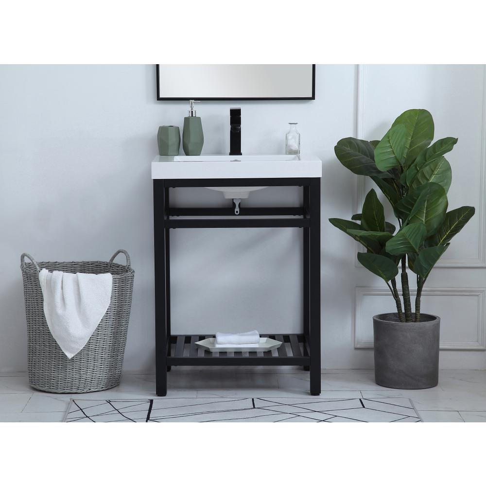 24 inch Single Bathroom Metal Vanity in Black. Picture 14