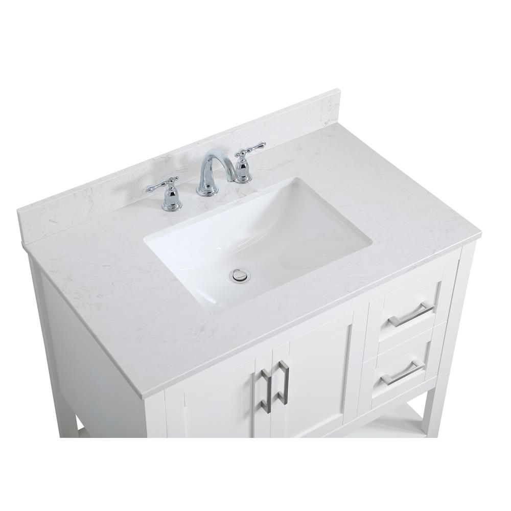 36 inch Single Bathroom Vanity in White with Backsplash. Picture 10
