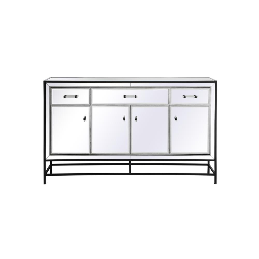 James 60 in. mirrored credenza in black. Picture 1
