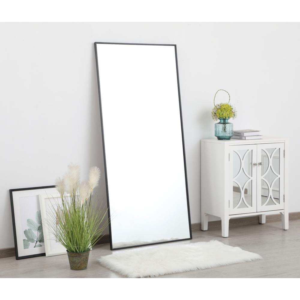 Metal frame rectangle mirror 30 inch in Black. Picture 2