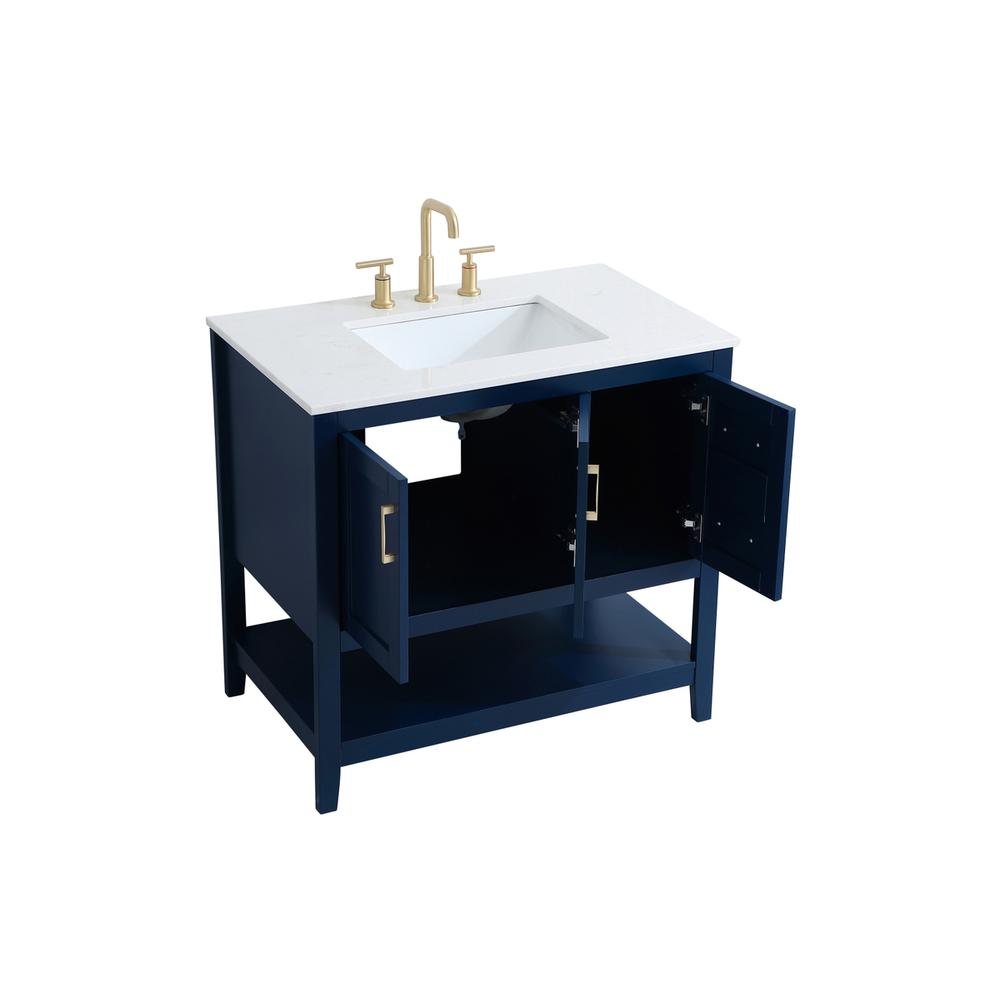 36 inch Single Bathroom Vanity in Blue. Picture 10