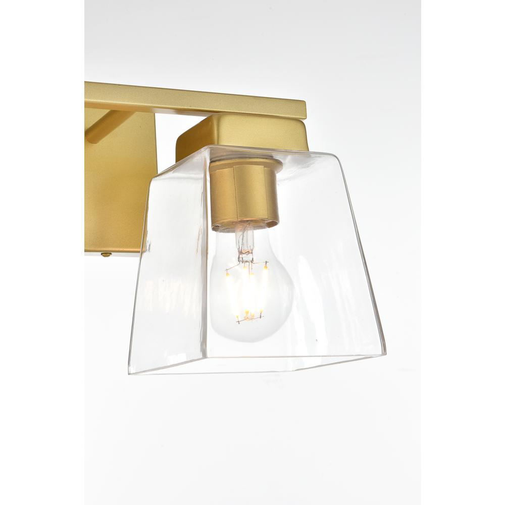 Merrick 2 light Brass and Clear Bath Sconce. Picture 4