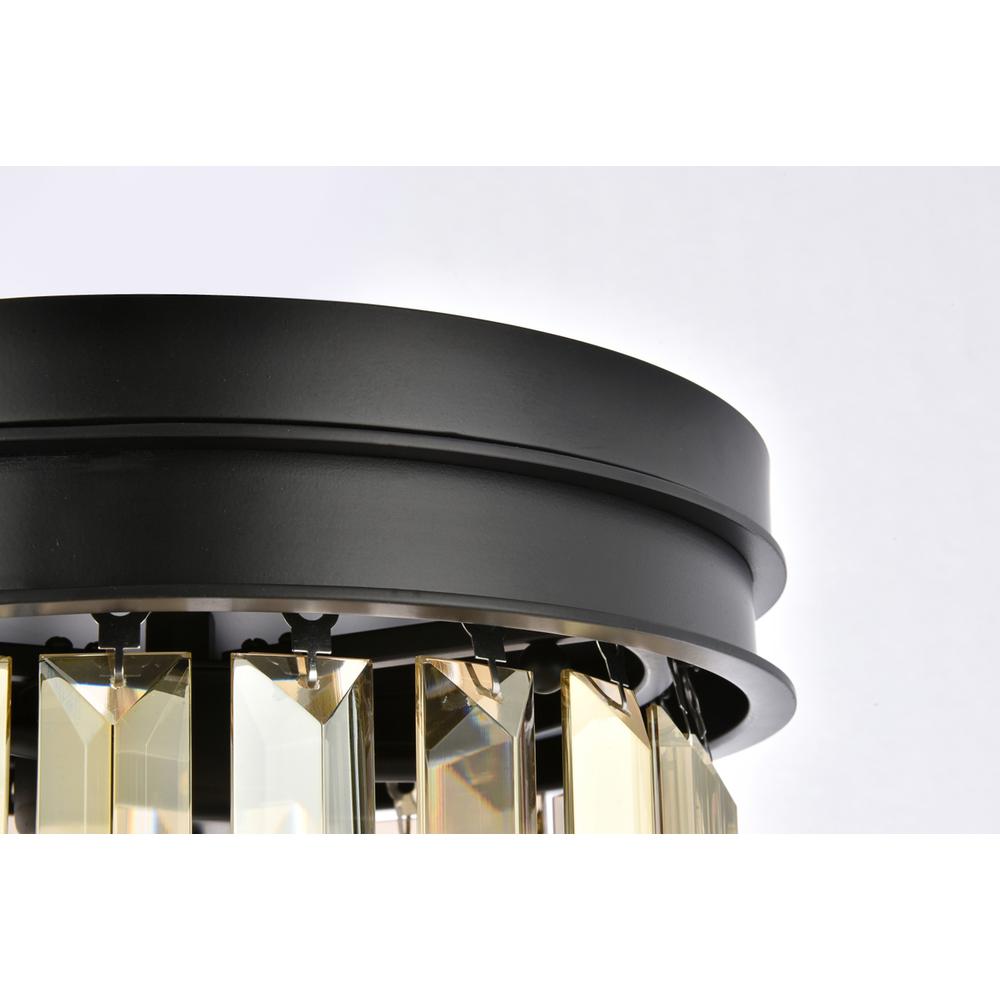Sydney 3 light Matte Black Flush Mount Golden Teak (Smoky) Royal Cut Crystal. Picture 4