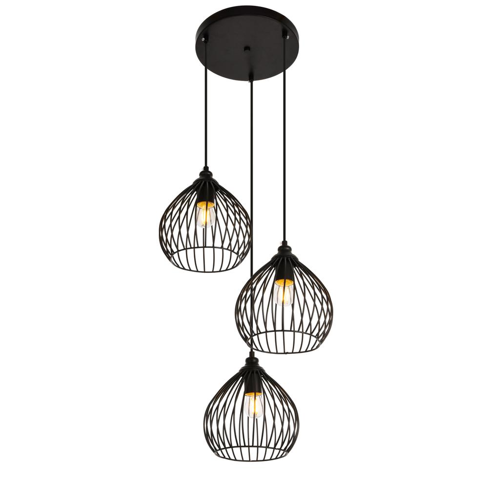Sayer Collection Pendant D16.0 H23.1 Lt:3 Black Finish. Picture 2