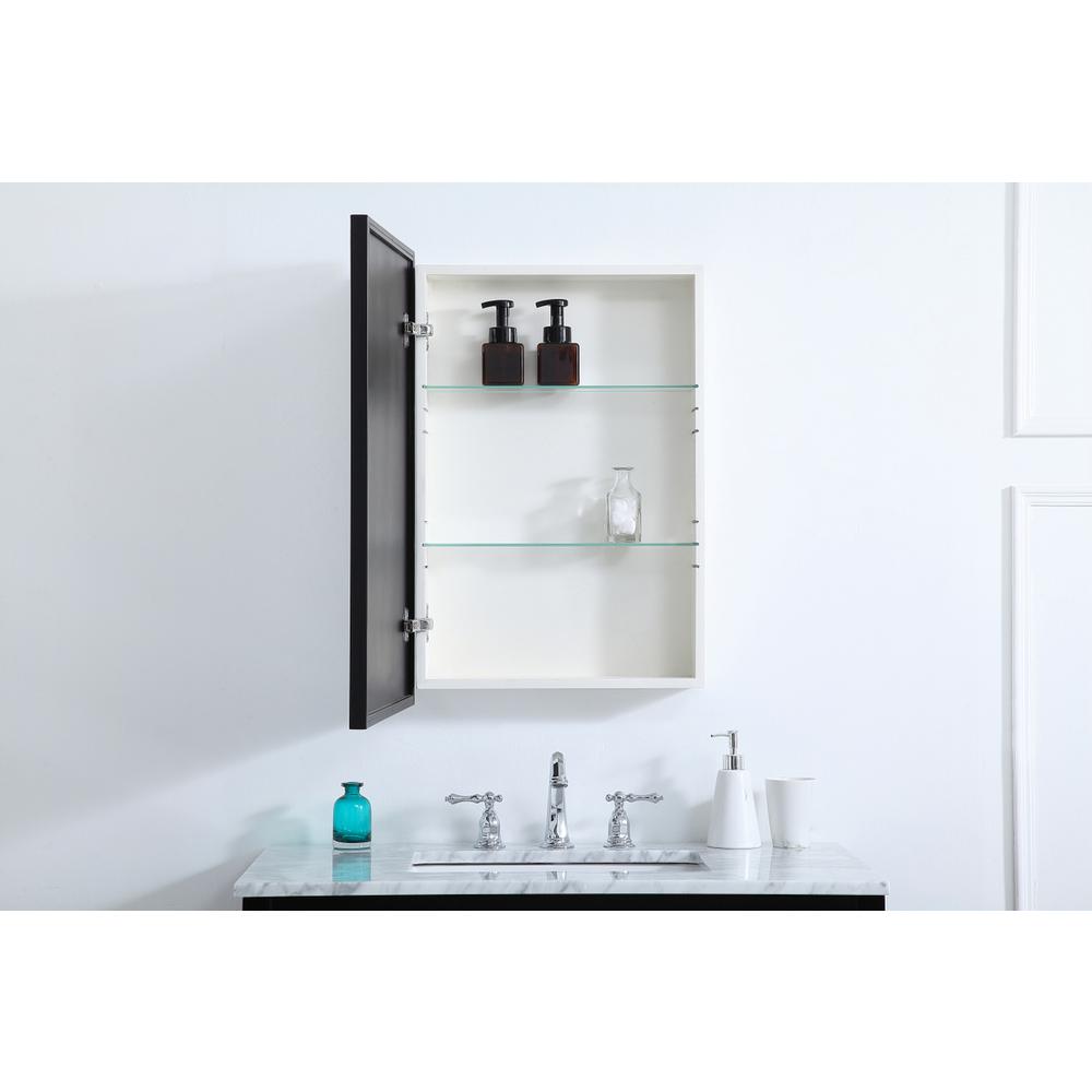 Metal mirror medicine cabinet 17 inch x 28 inch in Black. Picture 3