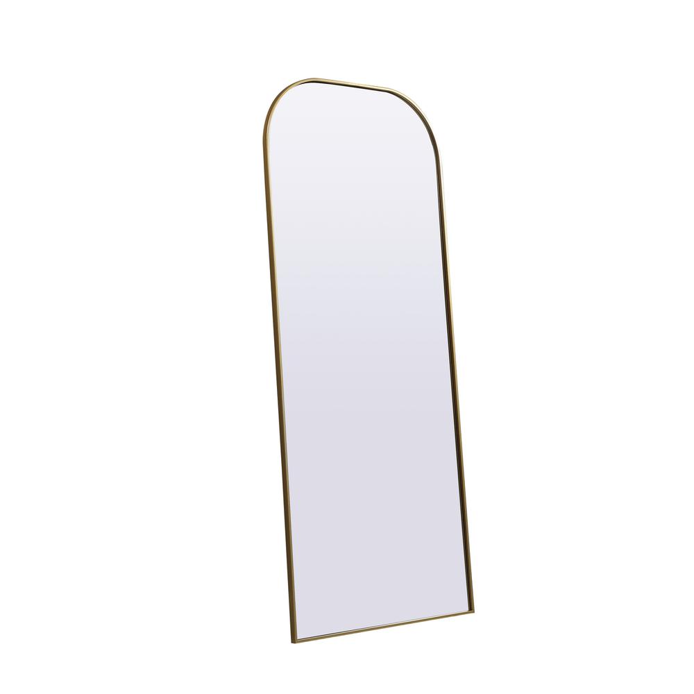Metal Frame Arch Full Length Mirror 32x76 Inch in Brass. Picture 6