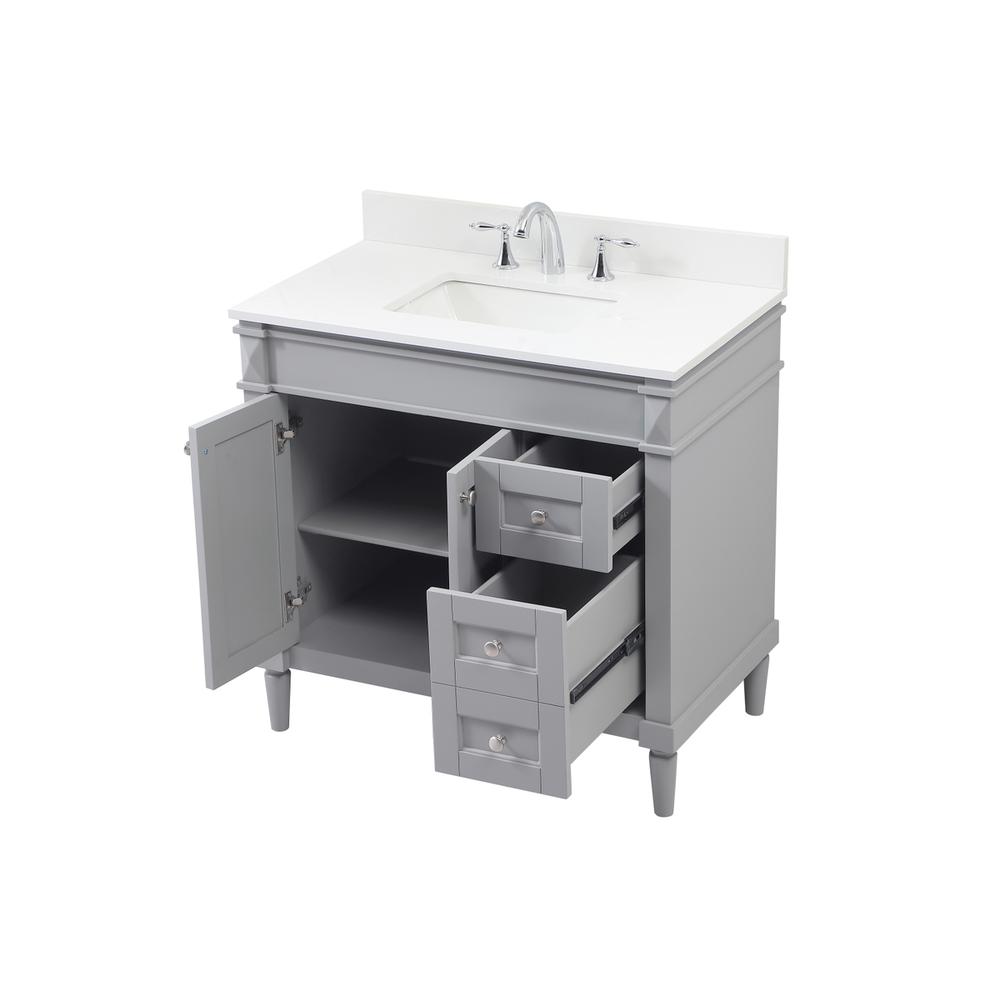 36 inch Single bathroom vanity in grey with backsplash. Picture 9