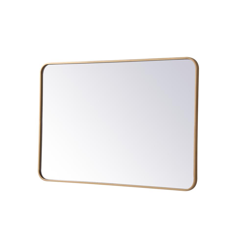 Soft corner metal rectangular mirror 27x40 inch in Brass. Picture 5