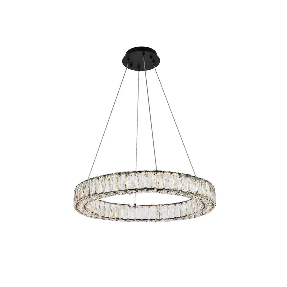 Monroe 23 inch LED round Single pendant in black. Picture 1