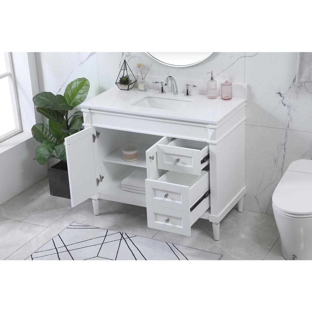 42 inch Single bathroom vanity in white with backsplash. Picture 3