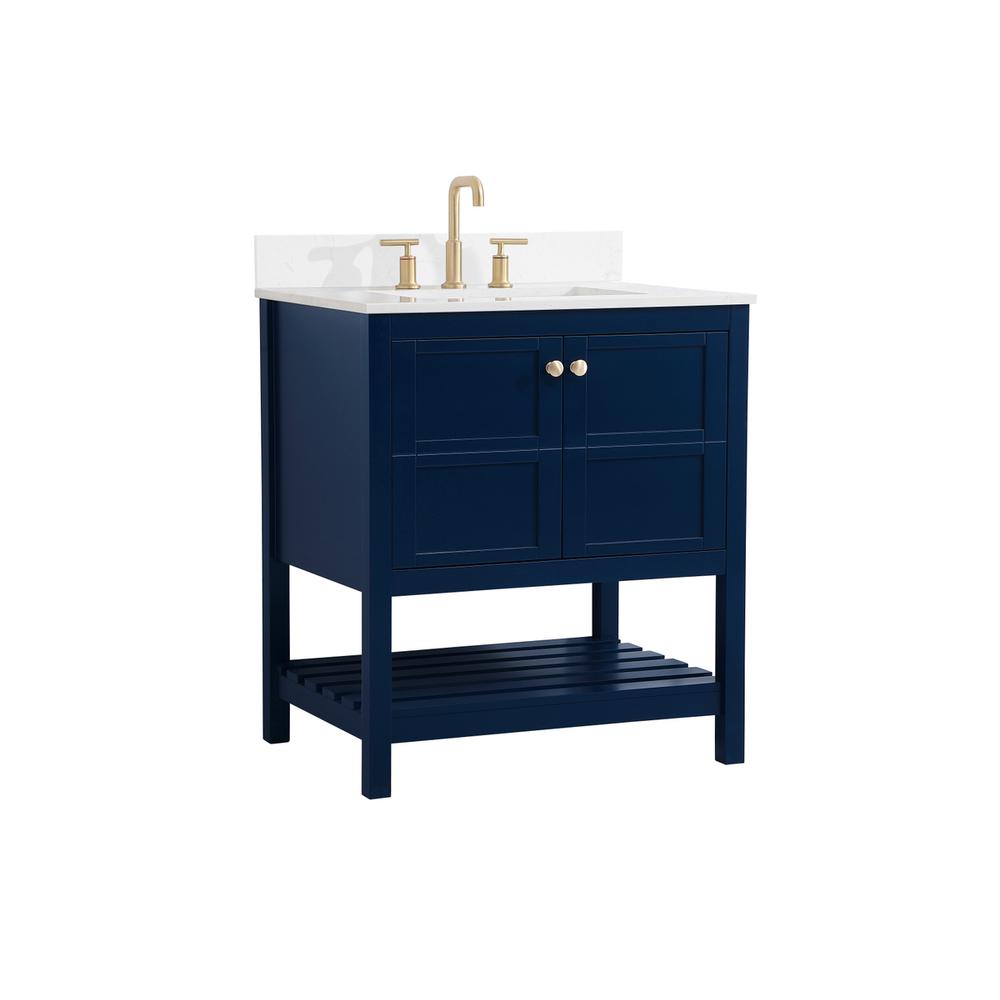 30 inch Single Bathroom Vanity in Blue with Backsplash. Picture 7