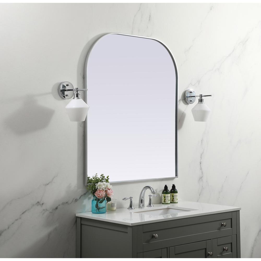 Metal Frame Arch Mirror 36x42 Inch in Silver. Picture 2