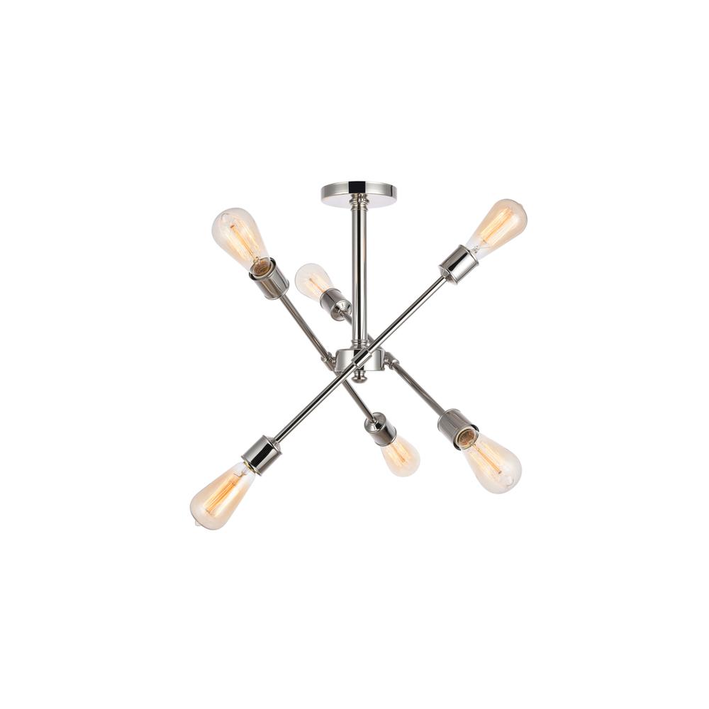 Axel 6 Lights polished Nickel Flush Mount. Picture 1