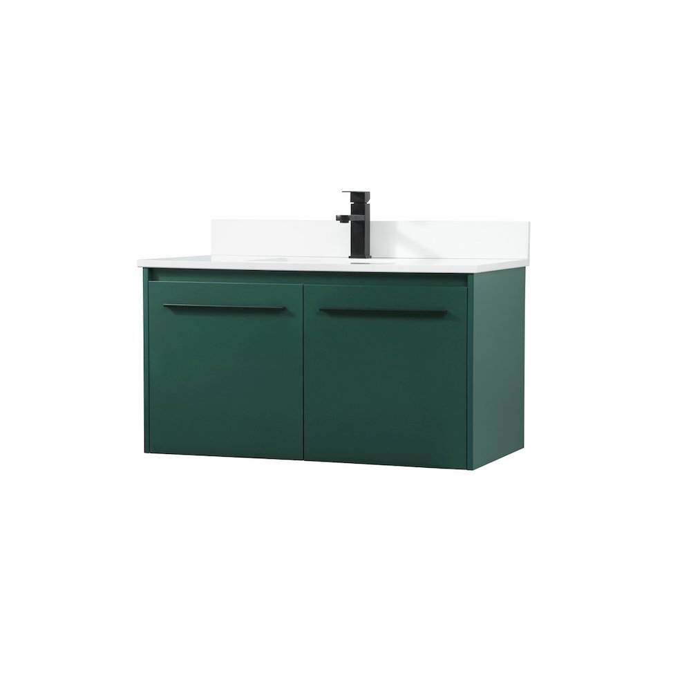 36 Inch Single Bathroom Vanity In Green With Backsplash. Picture 8