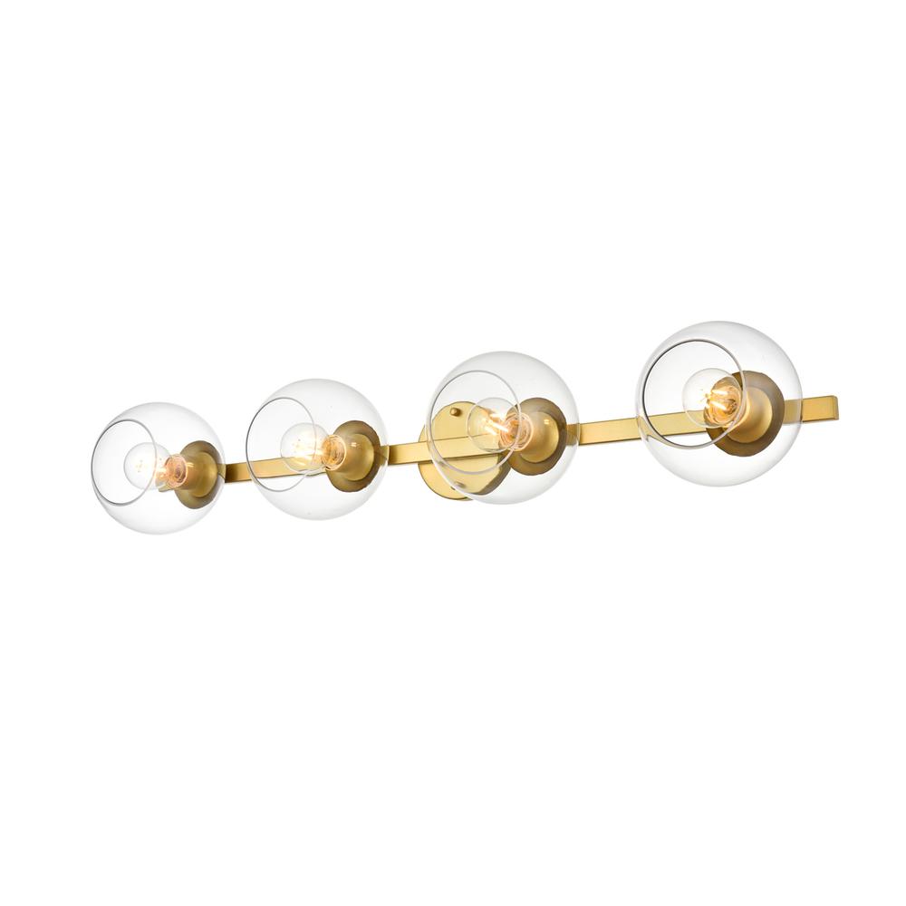 Rogelio 4 light Brass and Clear Bath Sconce. Picture 2