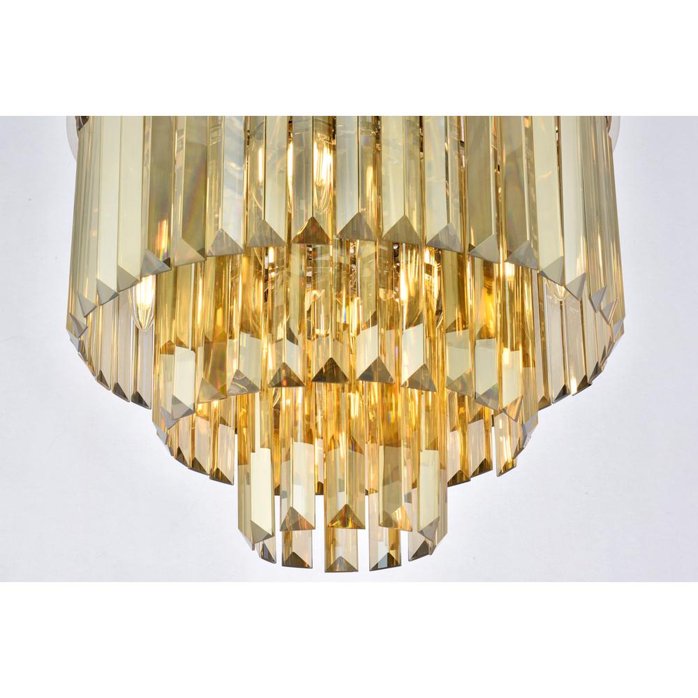 Sydney 9 light polished nickel Flush Mount Golden Teak (Smoky) Royal Cut Crystal. Picture 4