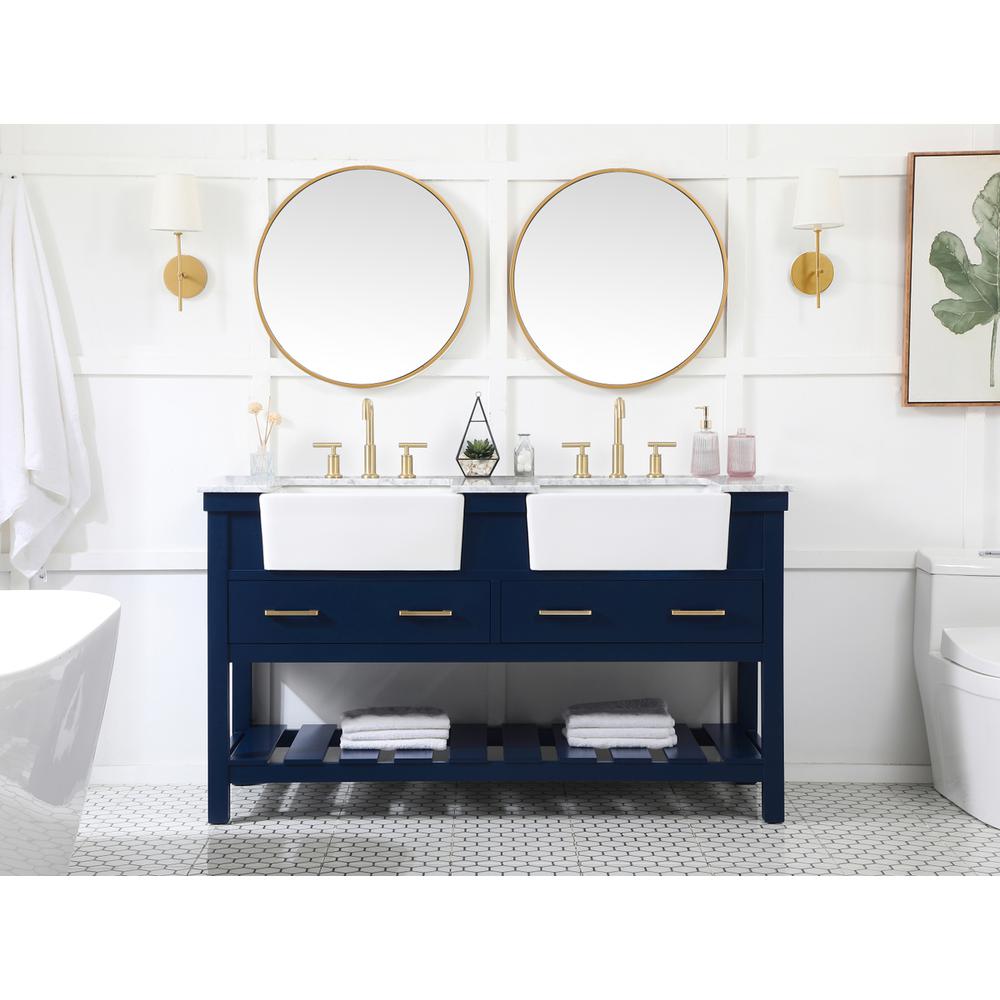 60 inch double bathroom vanity in blue. Picture 4