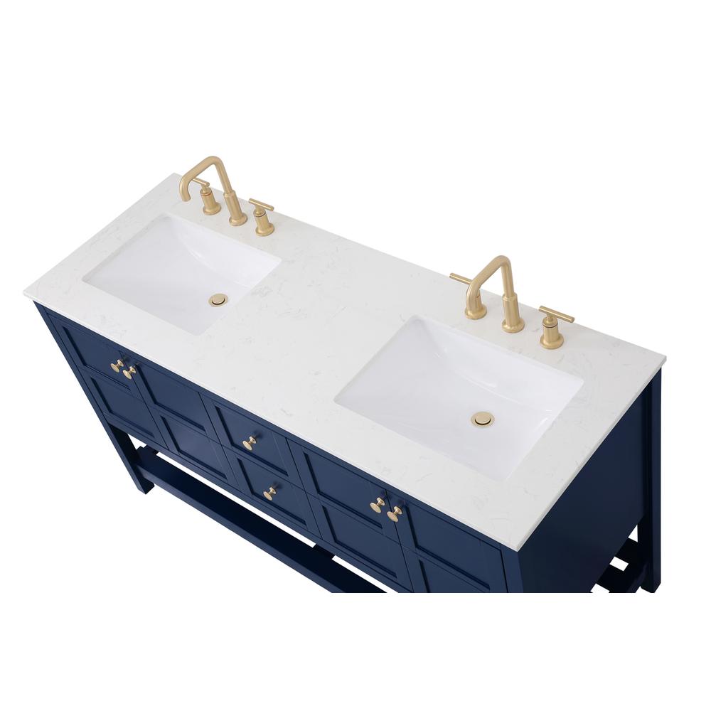 60 inch Single Bathroom Vanity in Blue. Picture 9