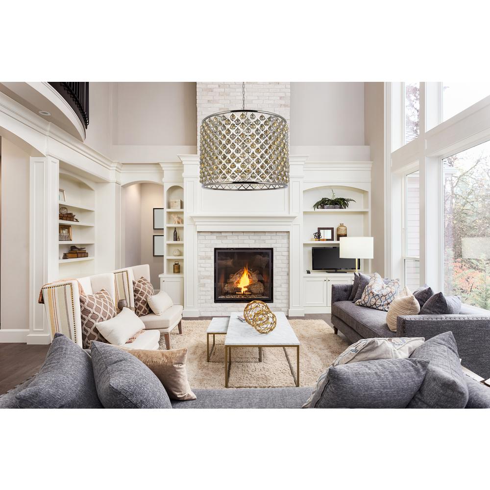 Madison 12 light polished nickel Chandelier Golden Teak. Picture 8