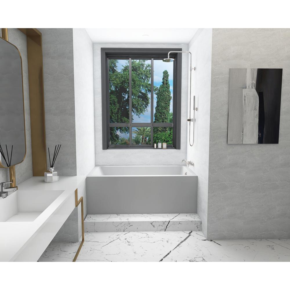 Alcove soaking bathtub 32x60 inch right drain in glossy white. Picture 14