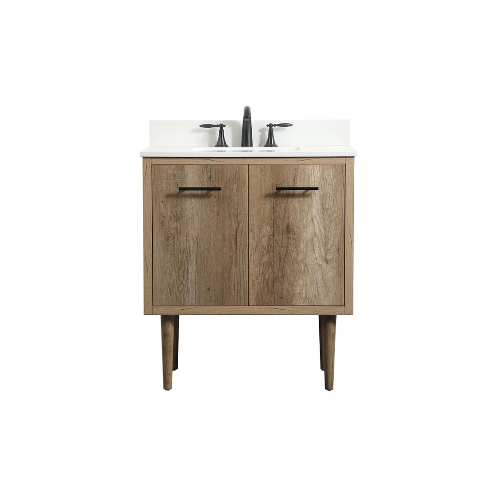30 inch Single bathroom vanity in natural oak with backsplash. Picture 1