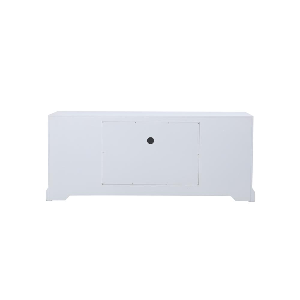 60 in. mirrored TV stand with wood fireplace insert in white. Picture 9
