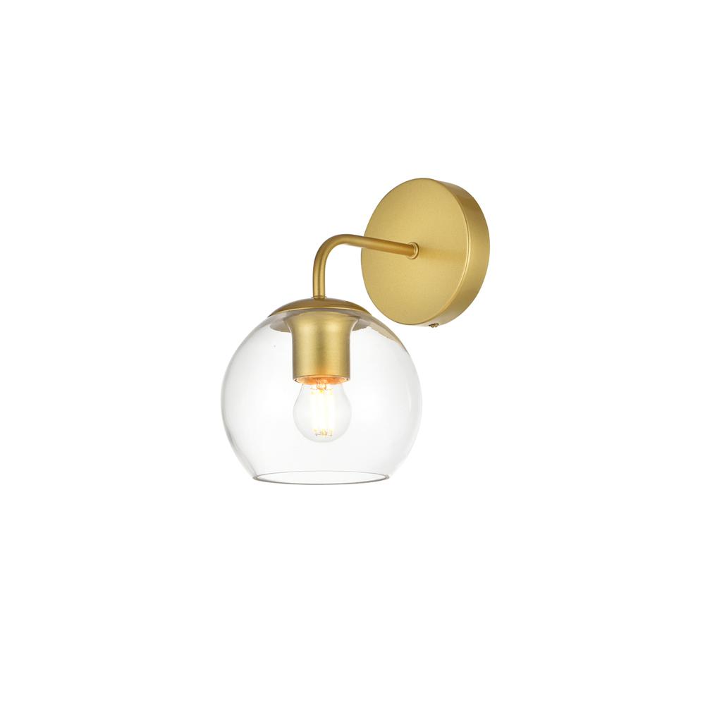 Genesis 1 light Brass and Clear Bath Sconce. Picture 2