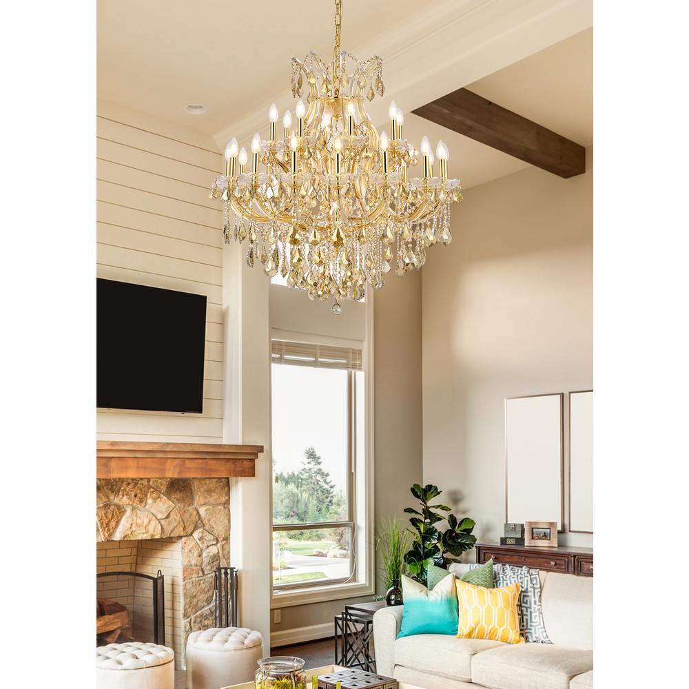 Maria Theresa 24 light Gold Chandelier Golden Teak (Smoky) Royal Cut Crystal. Picture 7