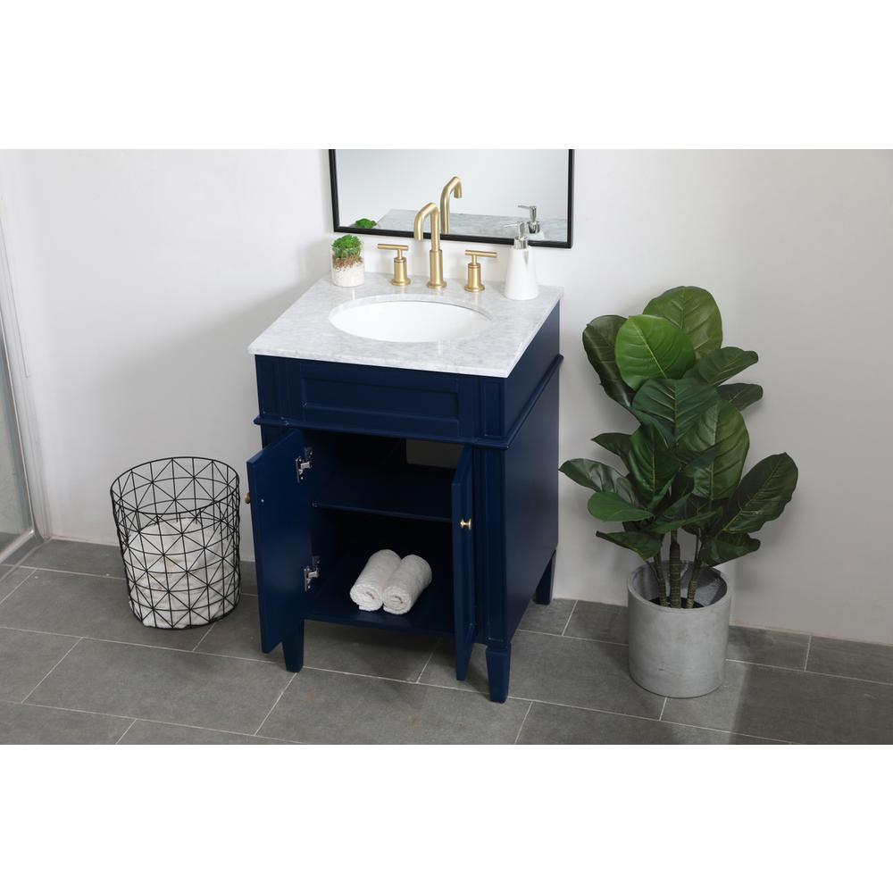 24 inch Single bathroom vanity in blue. Picture 3