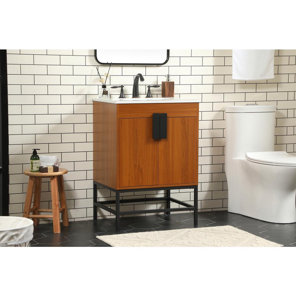 24 inch Single bathroom vanity in teak. Picture 2