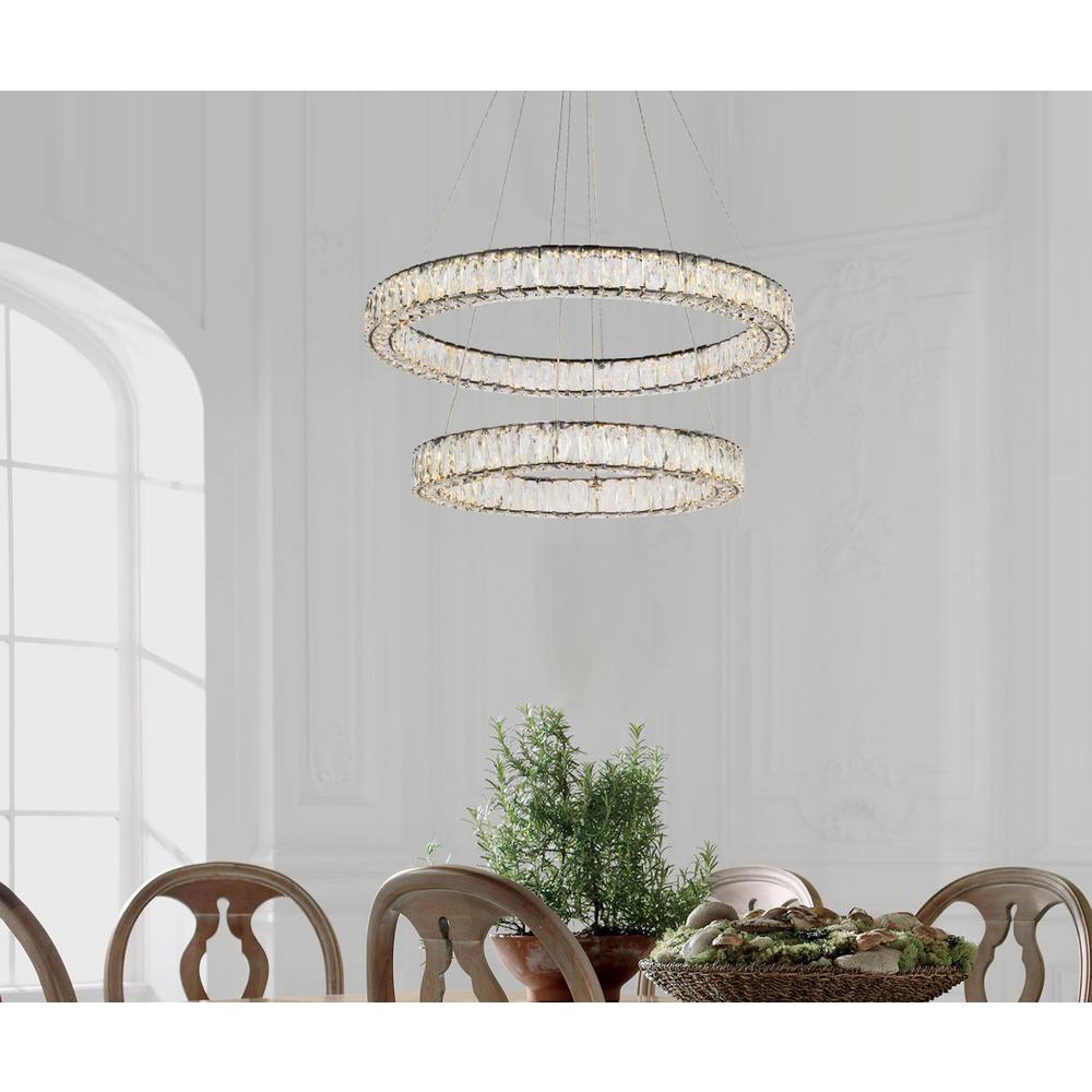Monroe 32 inch LED double ring chandelier in black. Picture 8