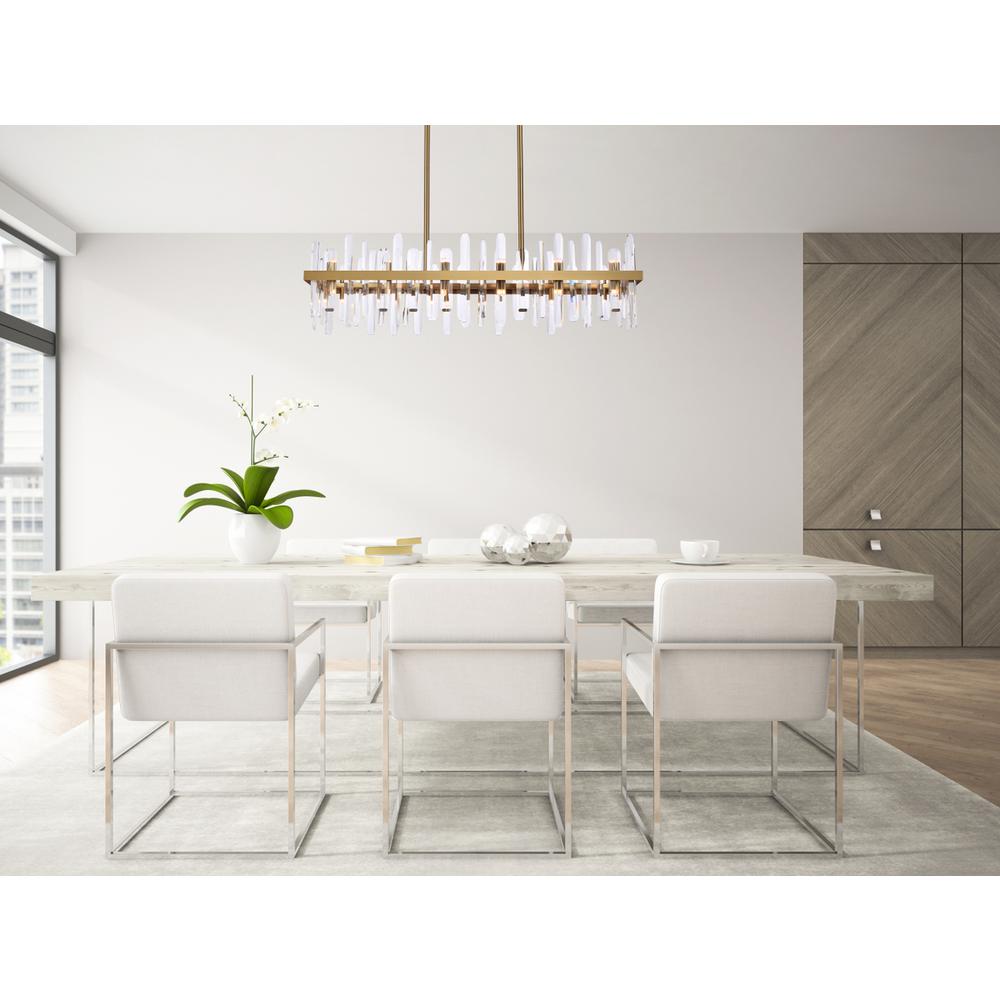 Serena 42 inch crystal rectangle chandelier in satin gold. Picture 7