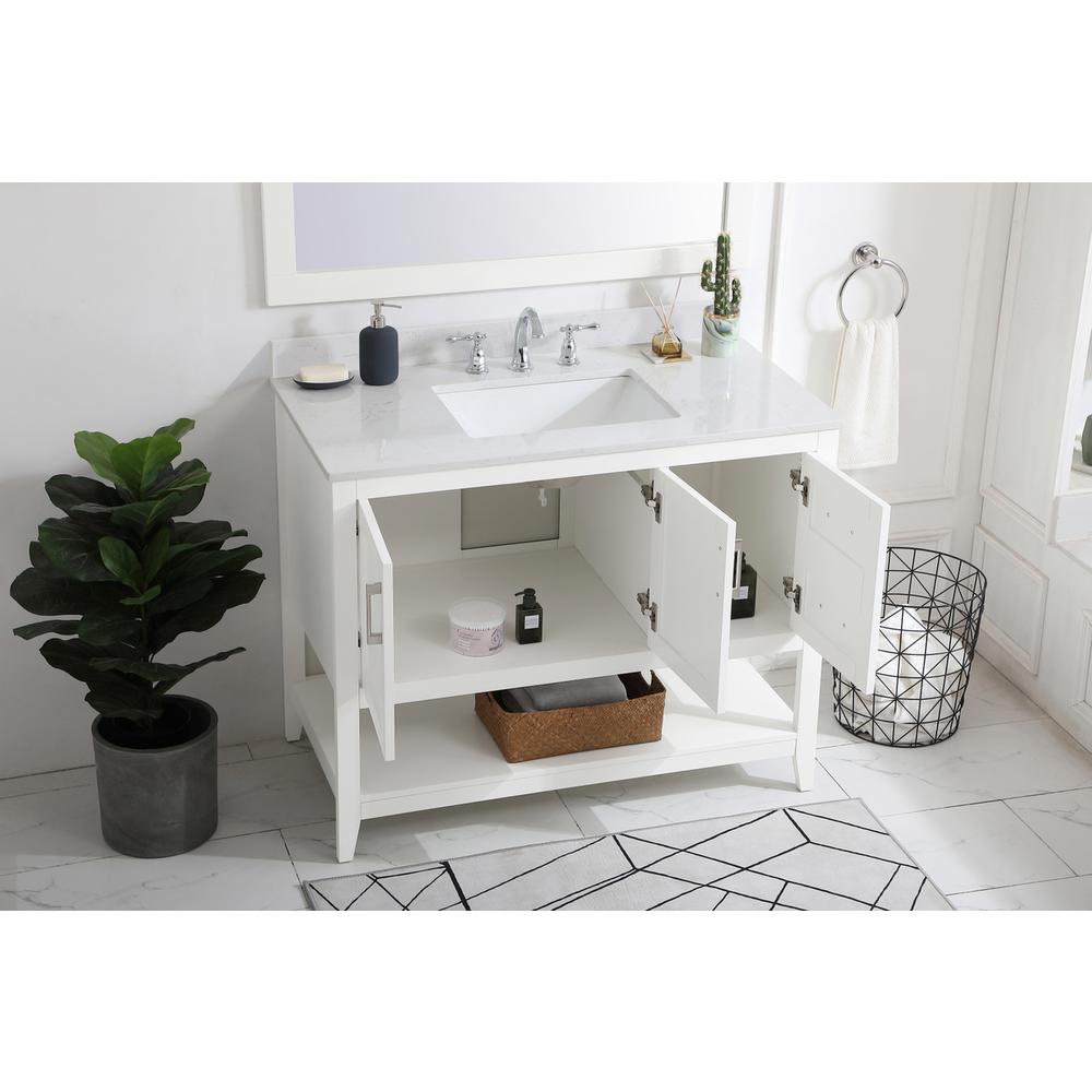 42 inch Single Bathroom Vanity in White with Backsplash. Picture 3